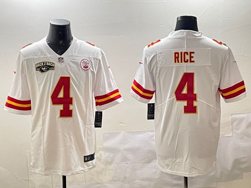 Men Kansas City Chiefs 4 Rice White Second generations 2025 Nike Limited NFL Jersey style 4